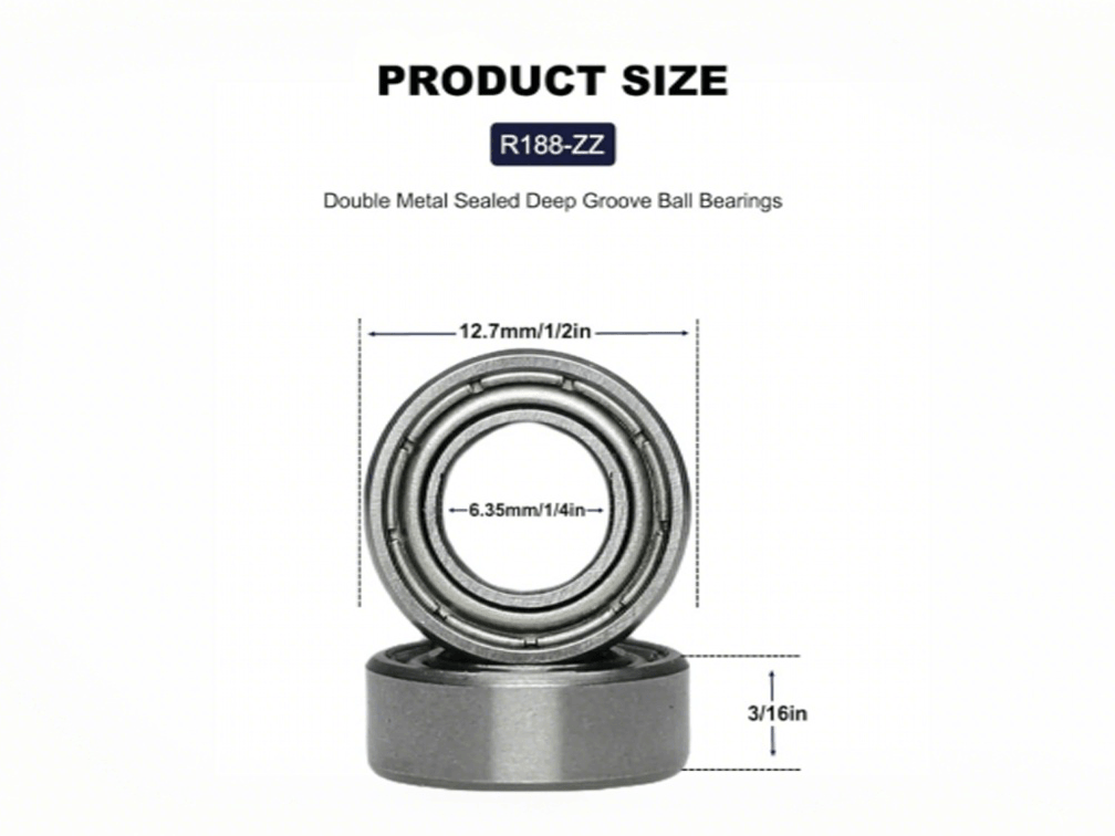 R188-ZZ Miniature Ball Bearing For Precision Instruments & RC Models | 6.35×12.7×3.175 mm R188-ZZ Miniature Ball Bearing For Precision Instruments & RC Models | 6.35×12.7×3.175 mm