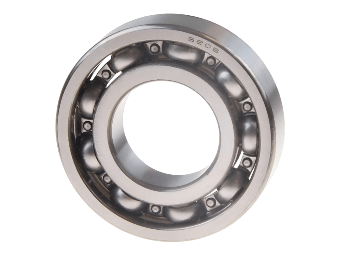 6206 Open Type Ball Bearing showing Unshielded Chrome Steel Balls and Raceway for Zero-Friction High Speed Oil Lubrication