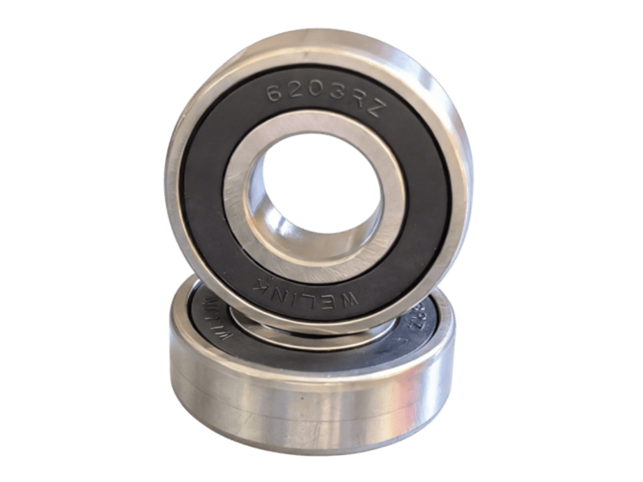 6203-2RS Ball Bearing displaying Dual NBR Rubber Seals for Maximum Water and Dust Resistance