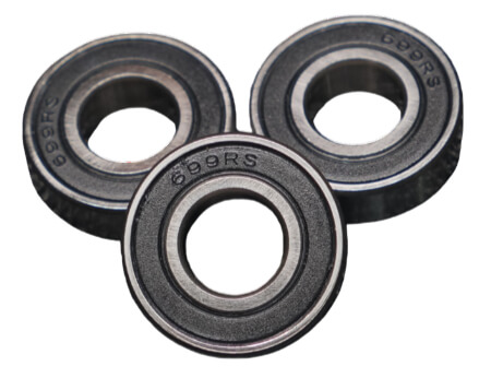 699-2RS Ball Bearing with Double Rubber Contact Seals (2RS) for moisture and dust protection, retaining lubrication in small motors and precision instruments.