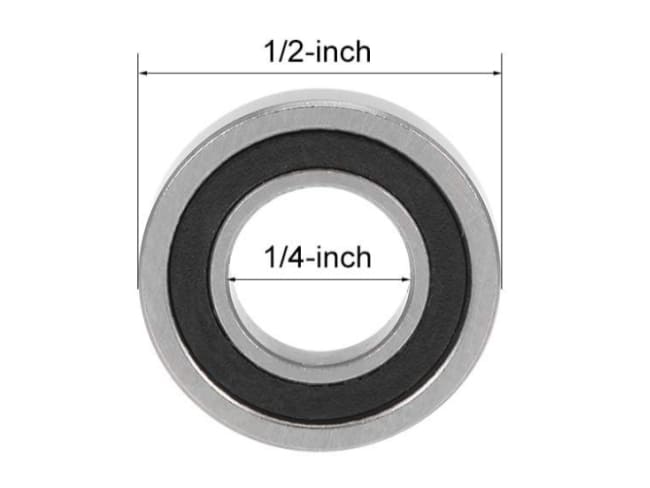 R188-2RS Sealed Miniature Ball Bearing showing Double Rubber Seals for Moisture Protection in Medical and Food Processing Equipment