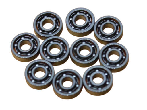 MR83 Open Miniature Ball Bearing showing Unshielded Chrome Steel Design for Ultra Low Friction and High RPM Applications