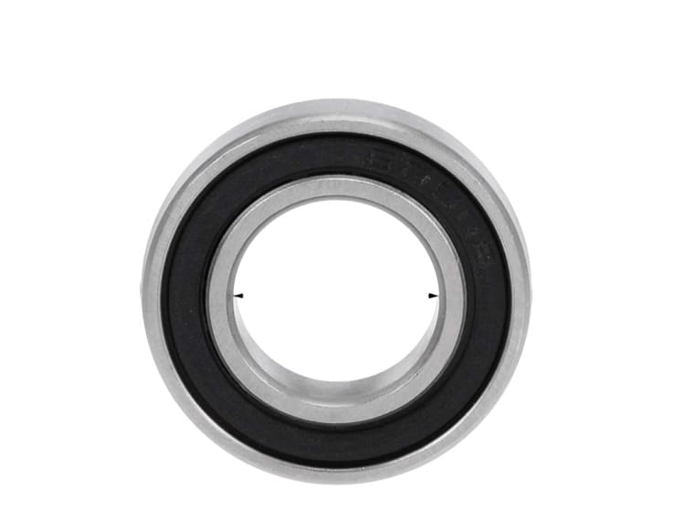 Close-up of 689-2RS bearing with factory grease and black rubber seals on both sides