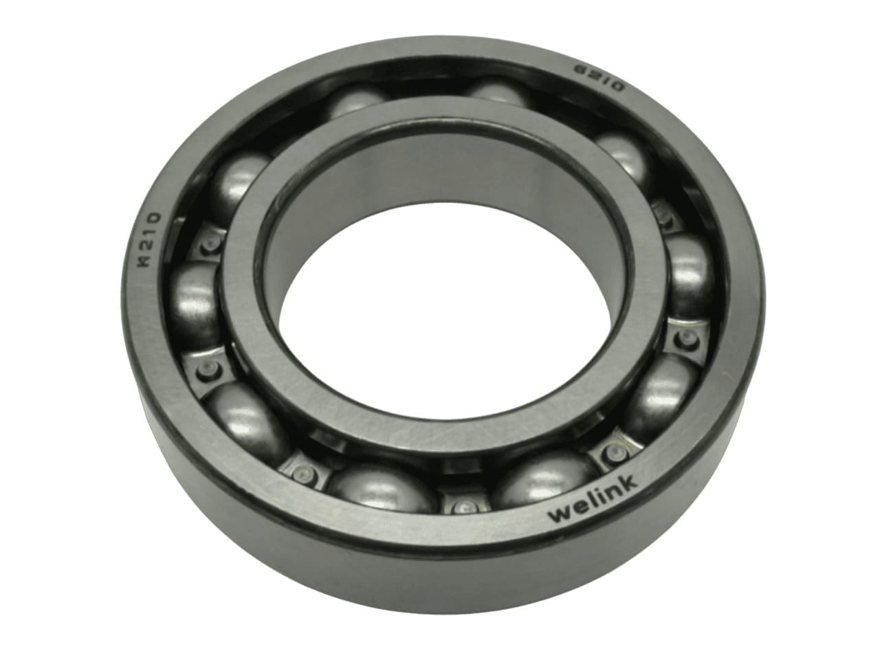 6210 Open Ball Bearing showing Unshielded Chrome Steel Internal Architecture for Zero Friction and High Speed Gearbox Oil Lubrication