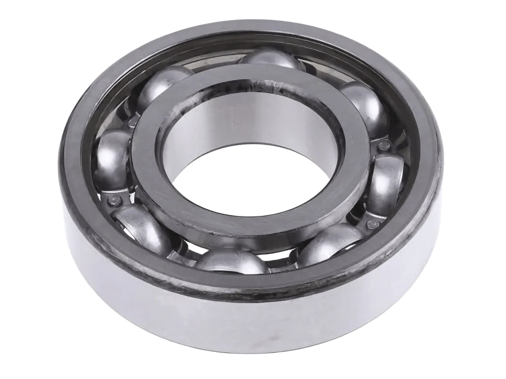 6011 Open Ball Bearing displaying Unsealed Raceway Construction for Maximum Rotational Speed and User-Applied Lubrication in Gearbox Applications