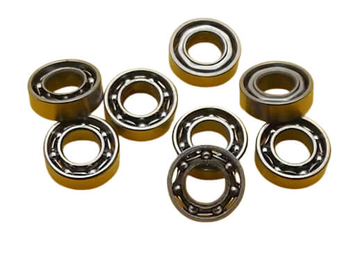 Unshielded R133 Open Miniature Ball Bearing showing exposed GCr15 Chrome Steel raceways for ultra-low friction torque, ideal for precision instruments and micro-motors.