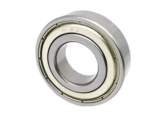 R12-ZZ Deep Groove Ball Bearing displaying dual pressed steel shields for dust resistance and low friction, engineered for 3/4 inch shafts in electric motors.