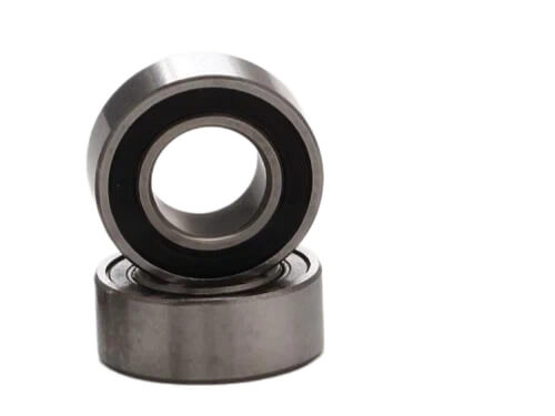 R1-4-2RS Deep Groove Ball Bearing with blue nitrile rubber contact seals for moisture protection and lubricant retention on 1/8 inch precision shafts.
