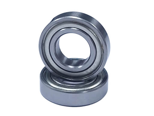 Close-up of 688W4ZZ metal shields demonstrating non-contact design for low friction torque in brushless motors