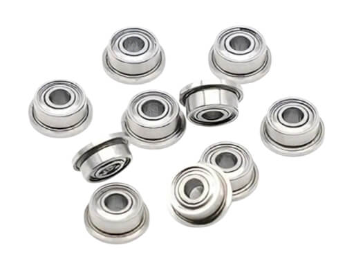 MF84-ZZ Miniature Flanged Ball Bearing showing integrated outer ring flange for precise axial positioning and low friction rotation